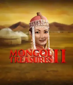 Discover the rich culture of Mongolia with the Mongol Treasures 2 game by Endorphina, highlighting a graceful Mongolian woman clothed in traditional attire against a golden Mongolian steppe backdrop. This image portrays the beauty of Mongolian culture, delivering a memorable cultural journey. 