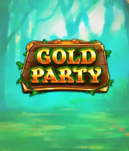 Step into the enchanted forest of the Gold Party game by Pragmatic Play, featuring a beautifully designed wooden sign decorated with golden letters. The setting is a green forest which adds a sense of mystery to the game's theme. Perfect for players who love enchanted forest settings, promising a captivating adventure. 